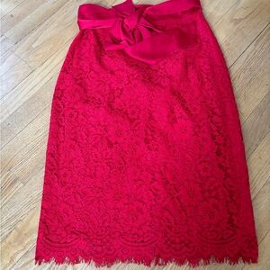 NWT J Crew red lace pencil skirt size 4